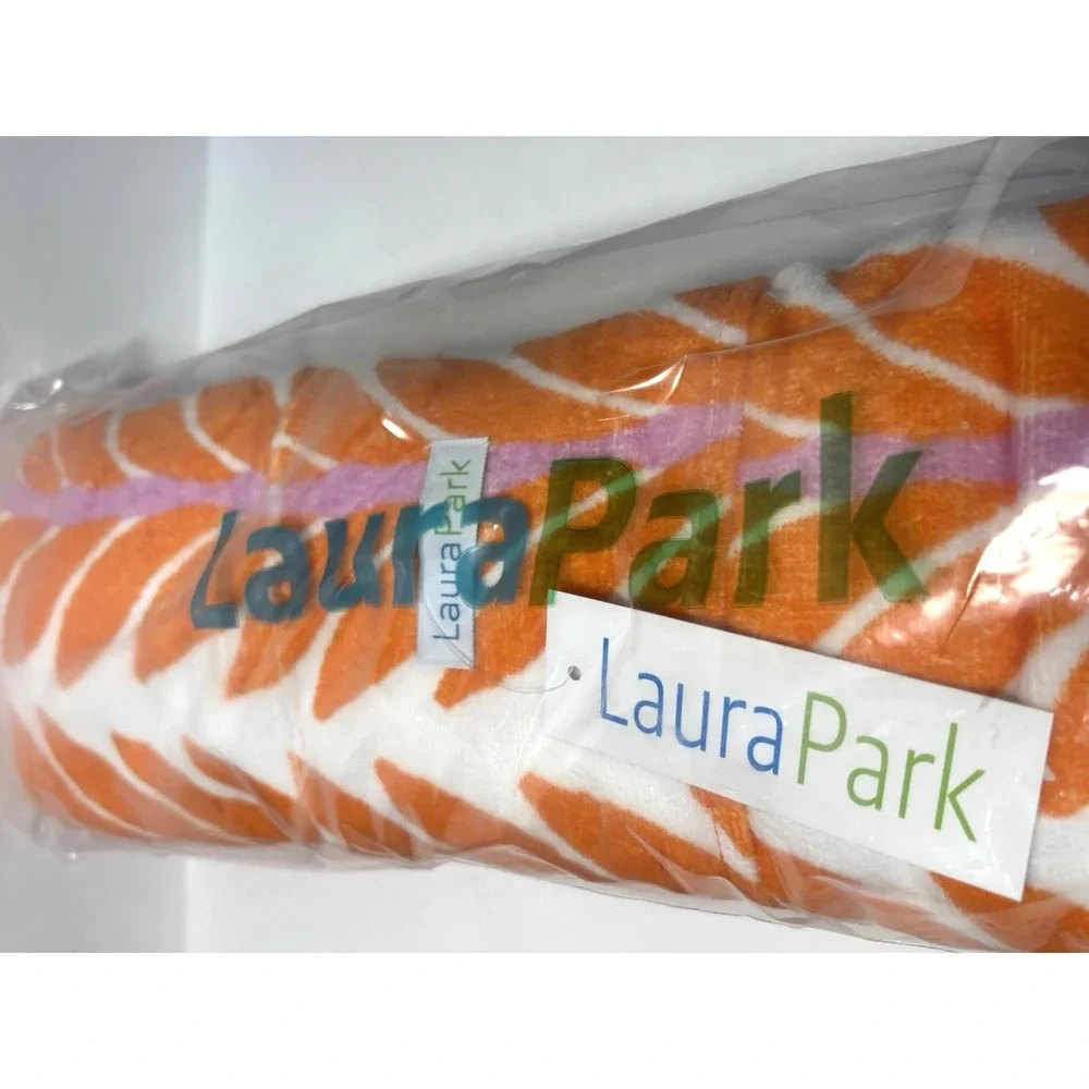 LauraPark Beach Towel Orange White Leaf Print Pool Towel Soft New Sealed